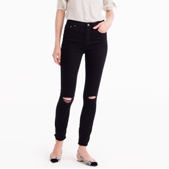 J Crew lookout high rise skinny black busted knee jeans, size 24 - Picture 3 of 11